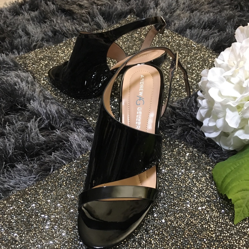 Black Patten Strap Heel